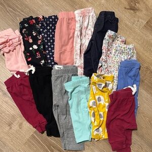 0-3 Girls Pants Bottoms 15 Pair Set